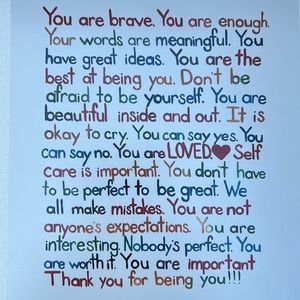 nwtWall Decor “YOU ARE ENOUGH-LOVED-IMPORTANT”-Inspirational Wall Art Print 8x10